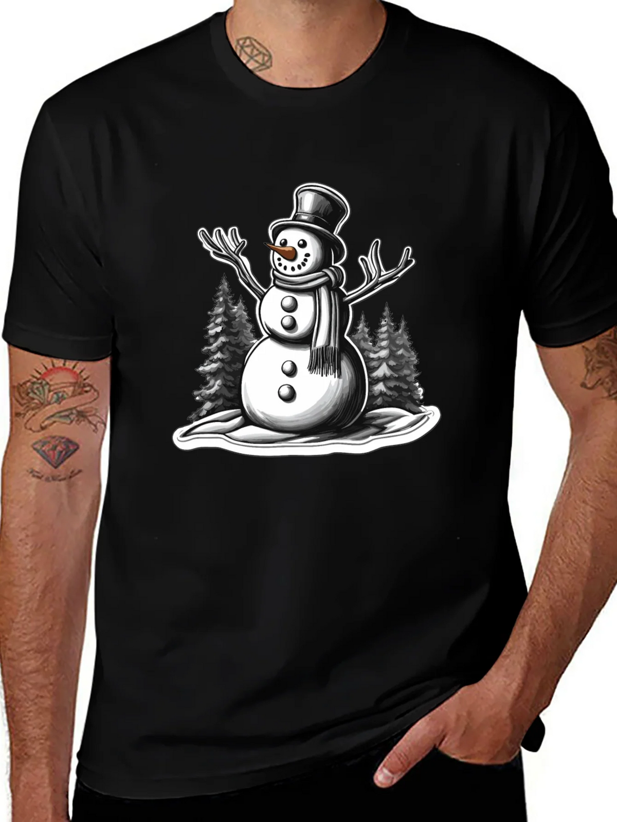 Snowman Graphic Tee - Holiday Winter Shirt product image 1