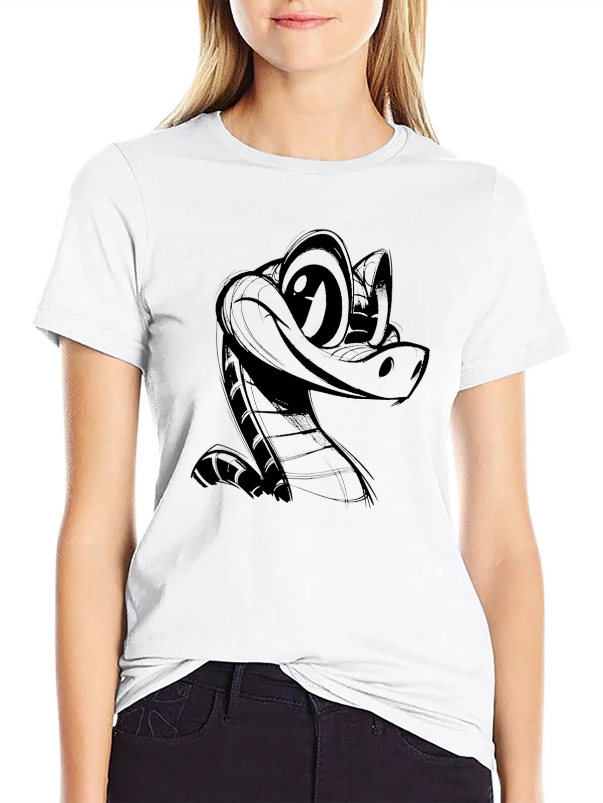 Cartoon Snake Black T-Shirt product image 7