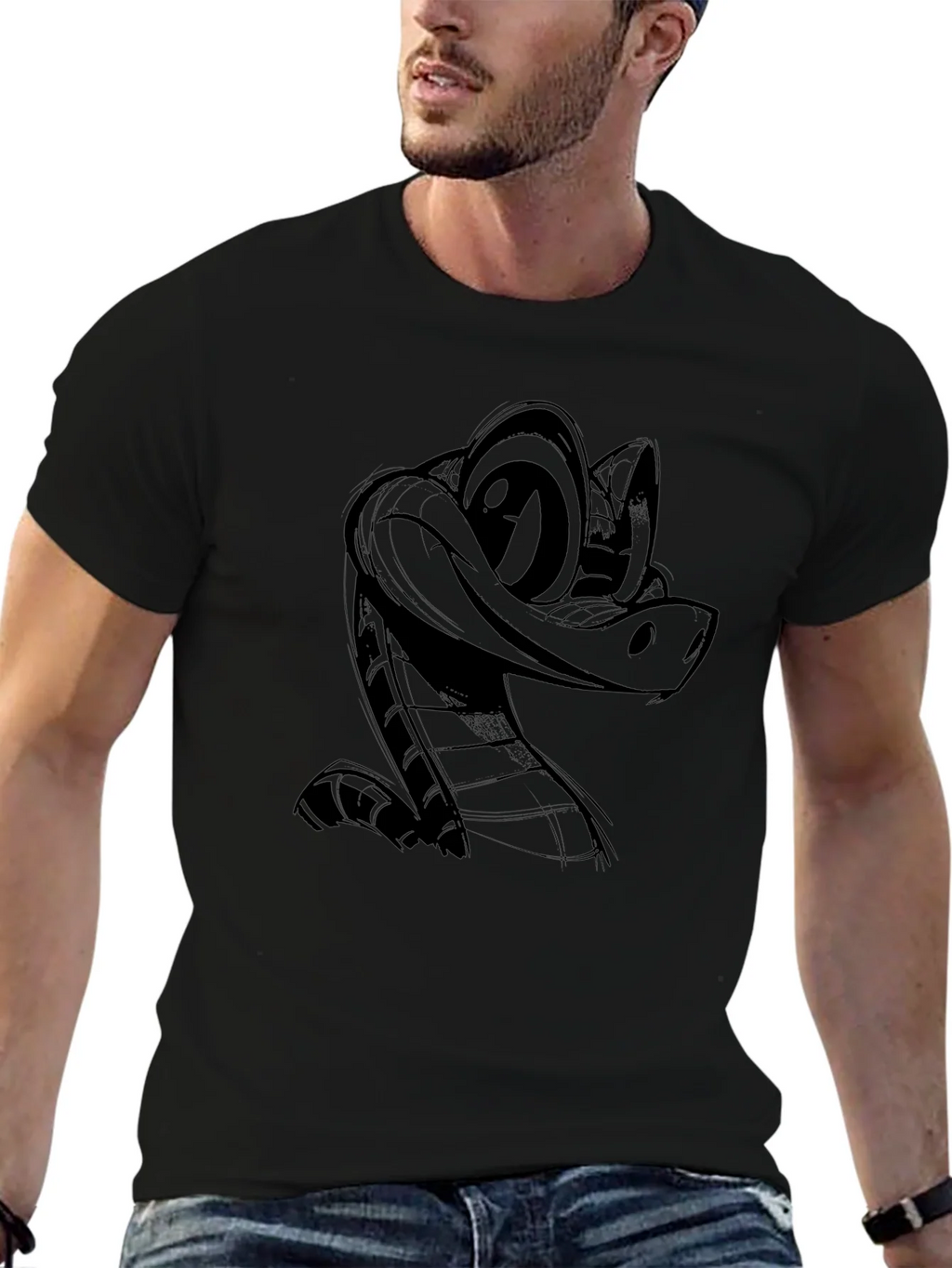 Cartoon Snake Black T-Shirt product image 5