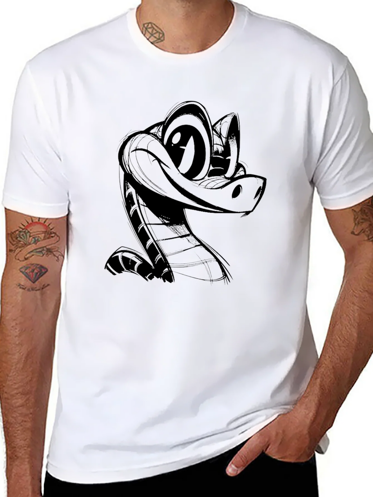 Cartoon Snake Black T-Shirt product image 6