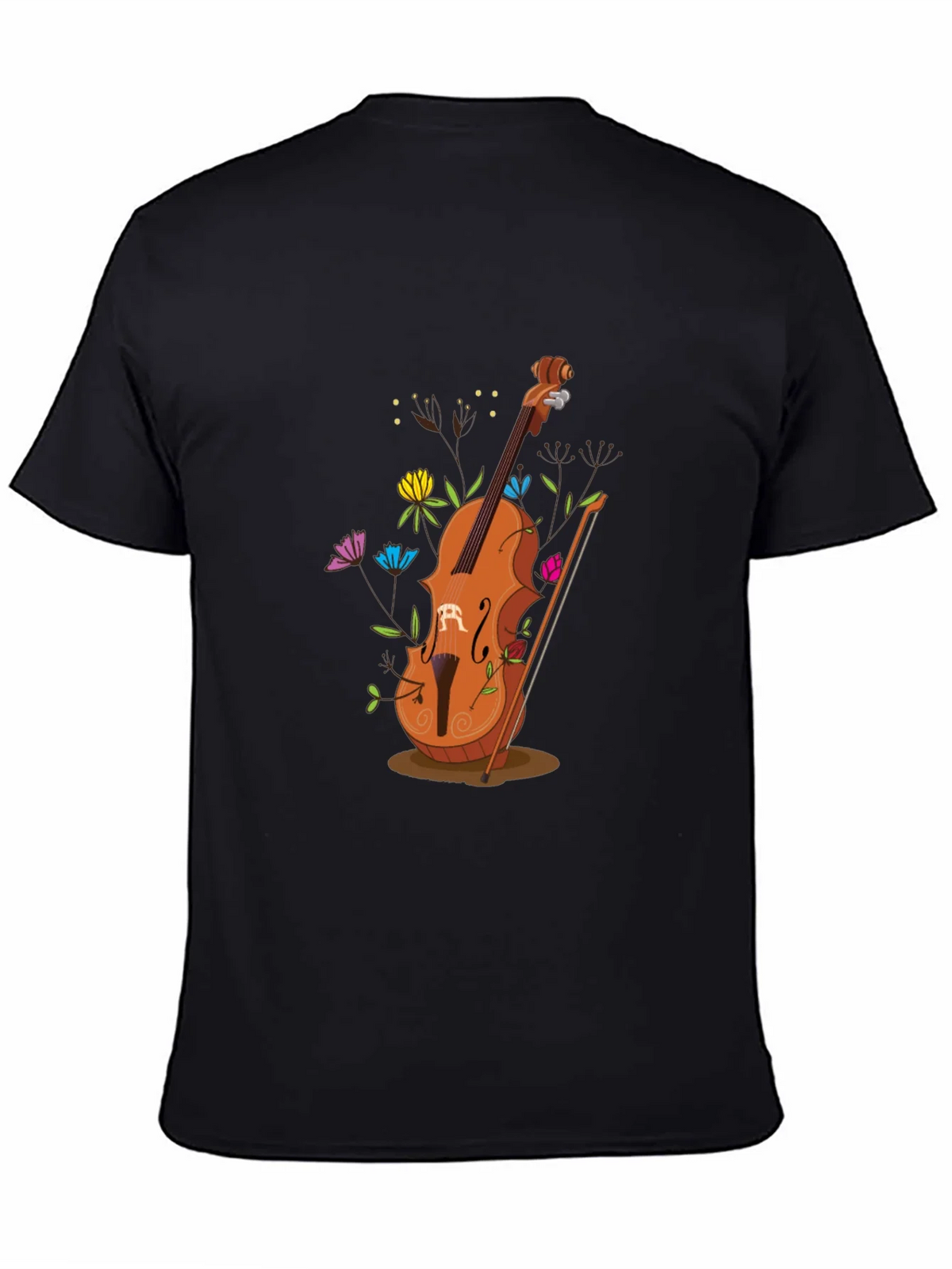 Artistic Cello Graphic Tee - Black Cotton Casual Shirt product image 4