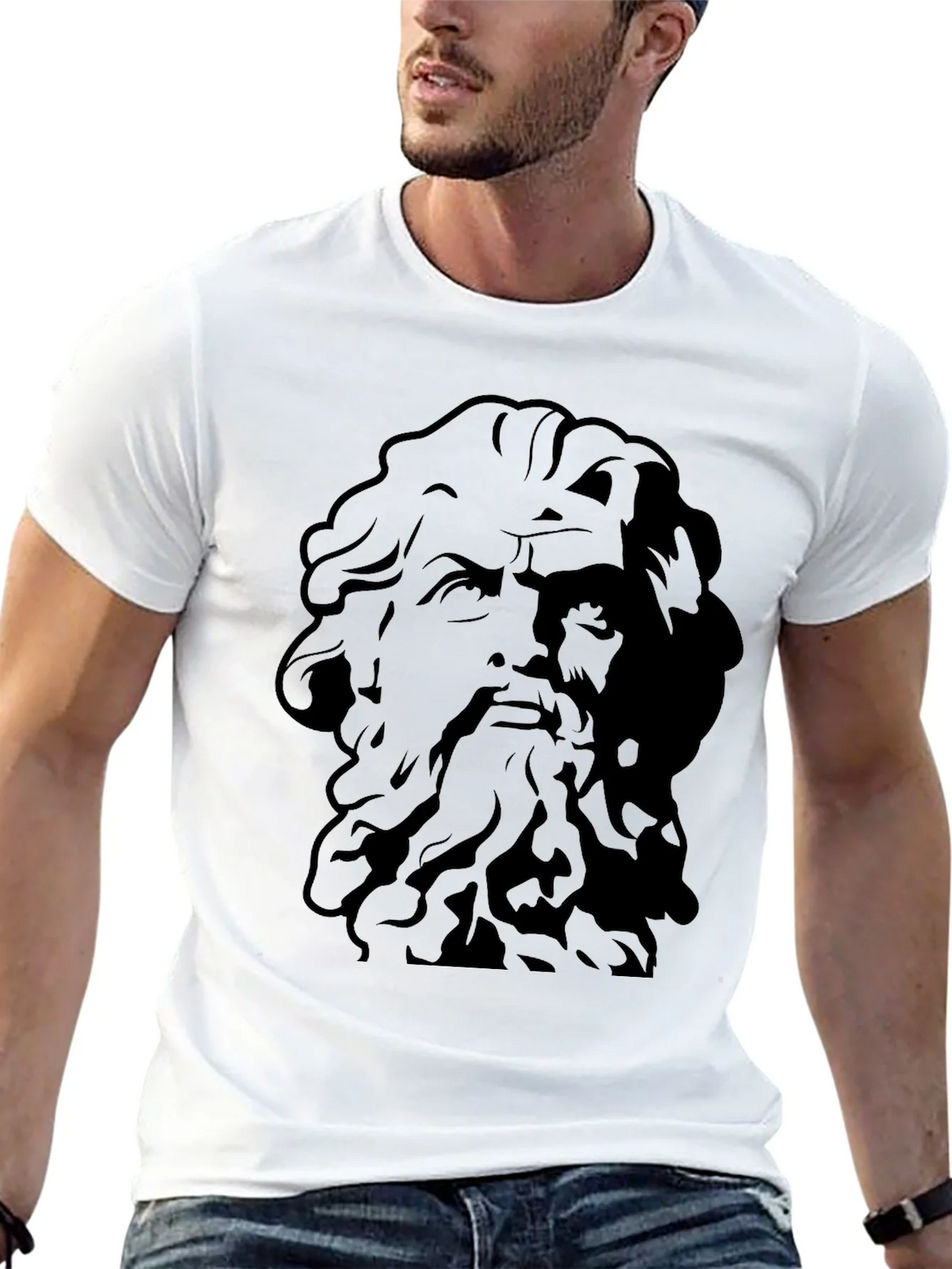 Greek God Graphic Tee - Black Cotton T-Shirt product image 12