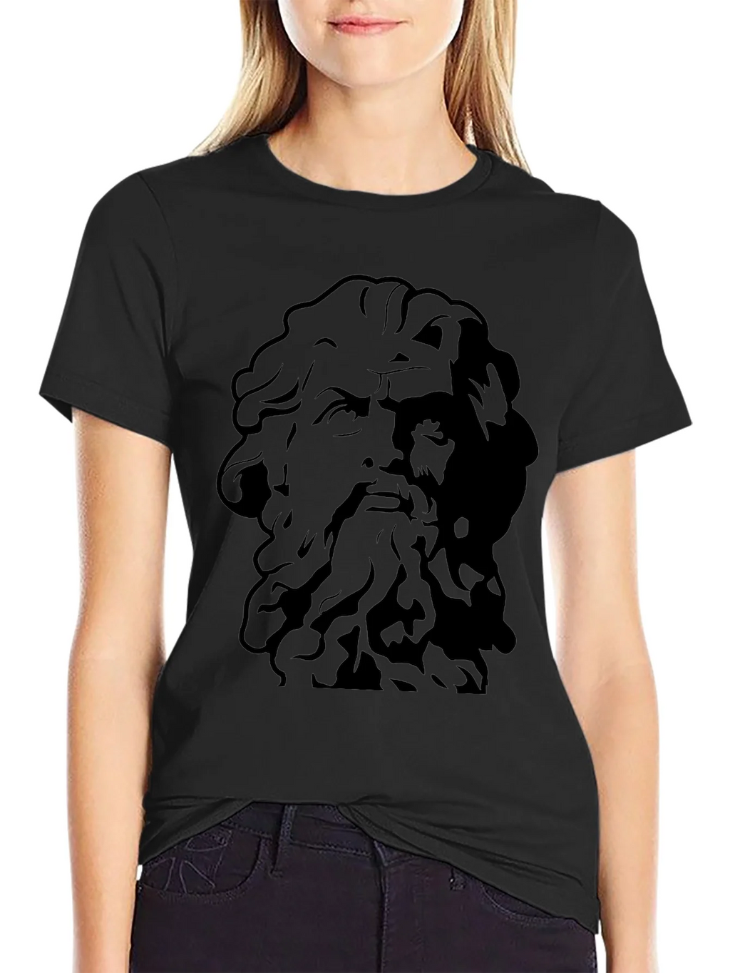 Greek God Graphic Tee - Black Cotton T-Shirt product image 2