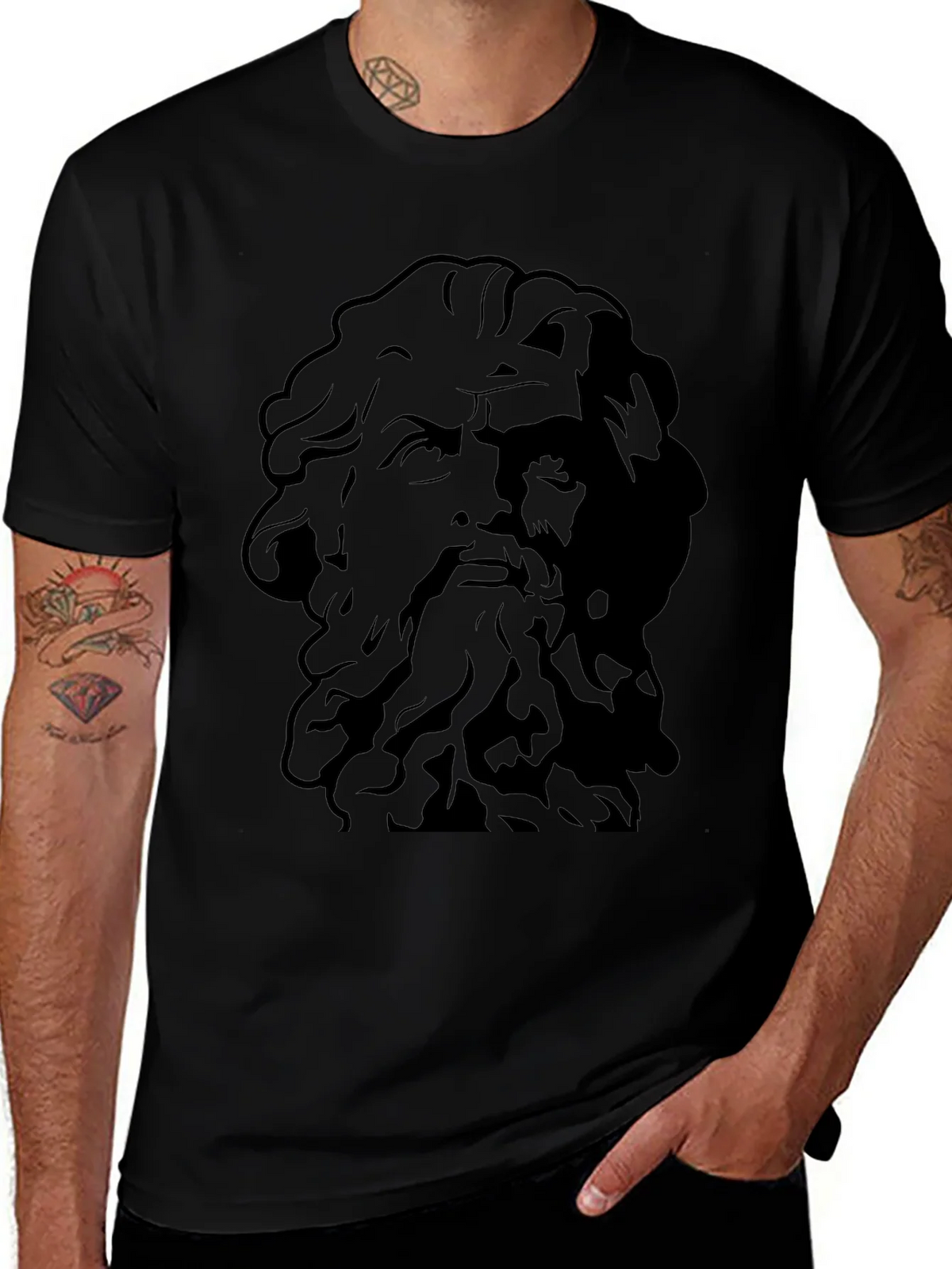 Greek God Graphic Tee - Black Cotton T-Shirt product image 1