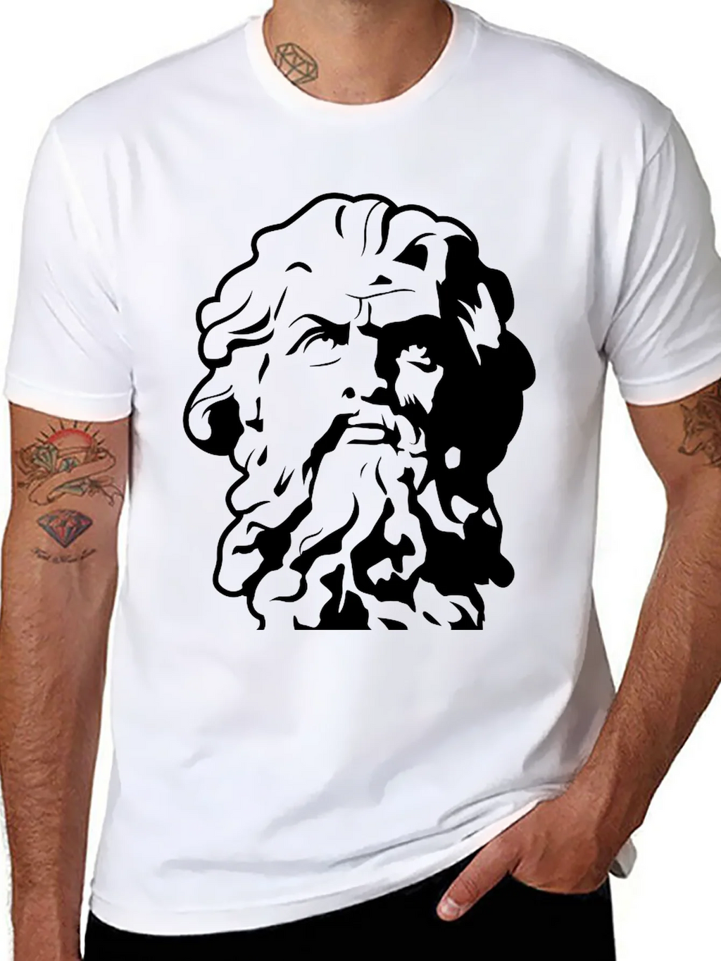 Greek God Graphic Tee - Black Cotton T-Shirt product image 7