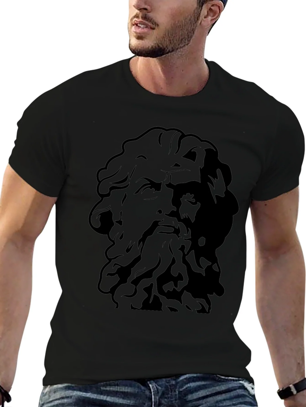 Greek God Graphic Tee - Black Cotton T-Shirt product image 6