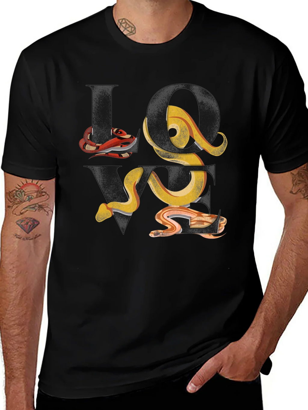Abstract Snake Print Black T-Shirt product image 1