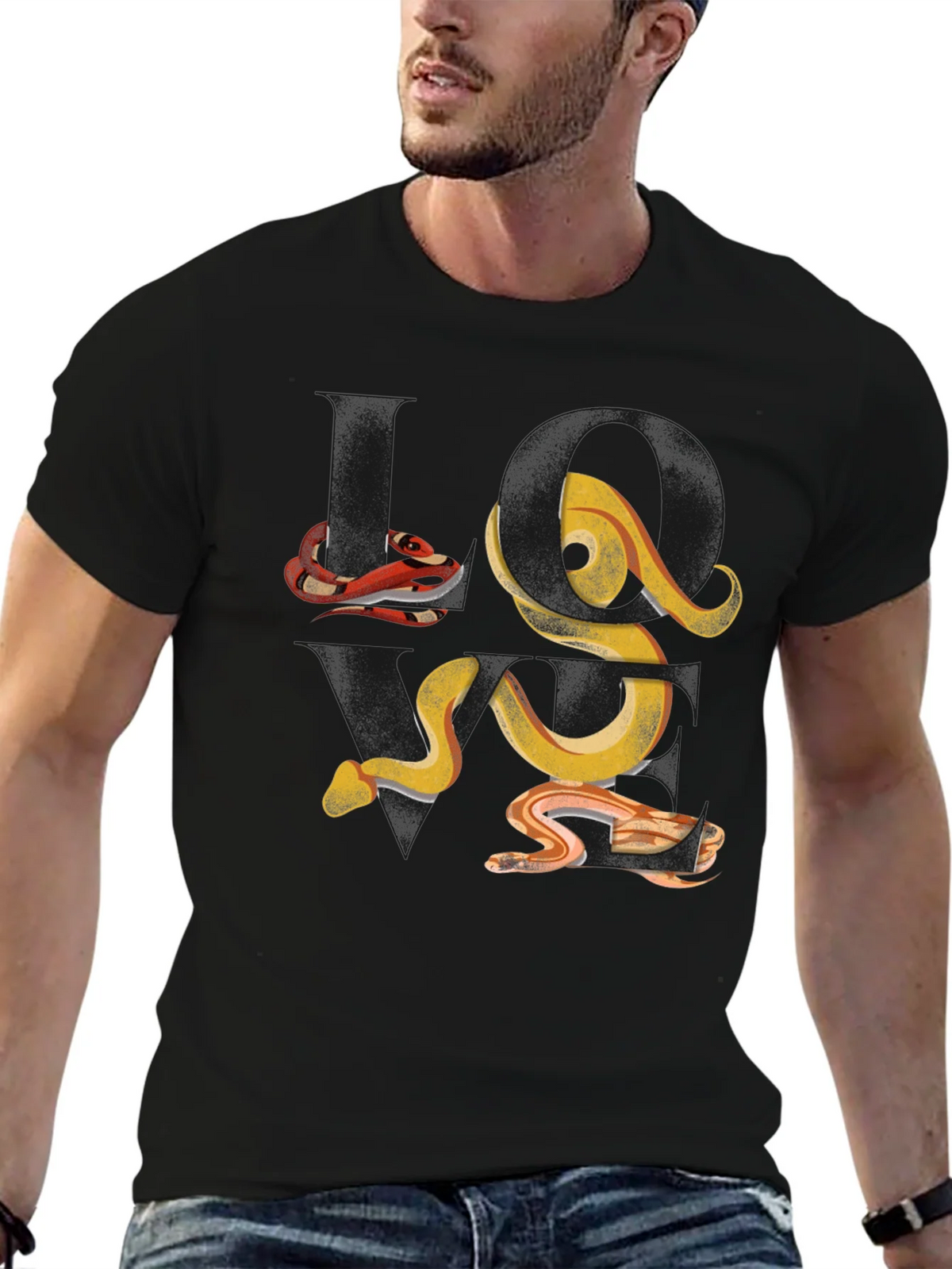 Abstract Snake Print Black T-Shirt product image 3