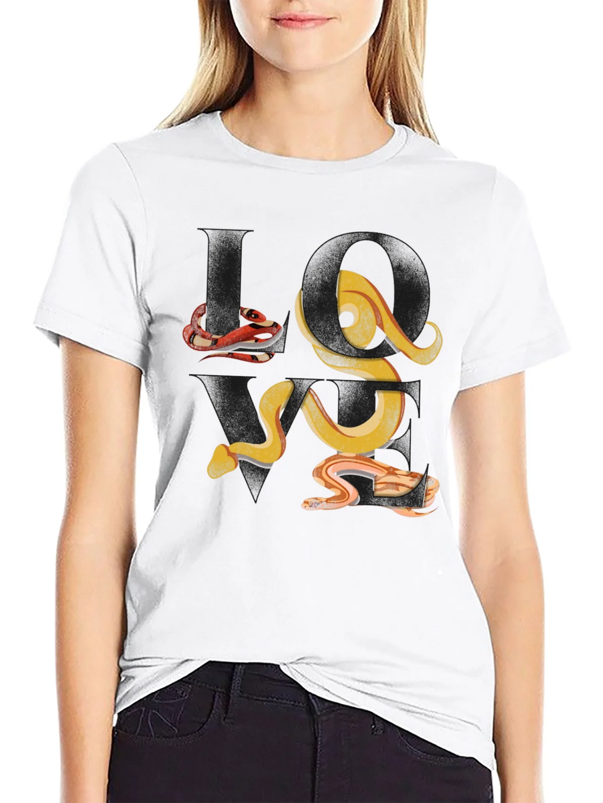 Abstract Snake Print Black T-Shirt product image 4