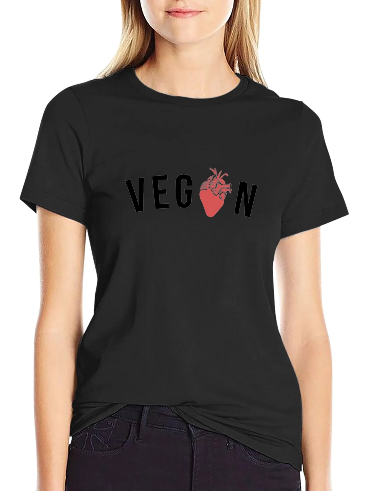 Vegan Heart Graphic Tee - Black product image 1