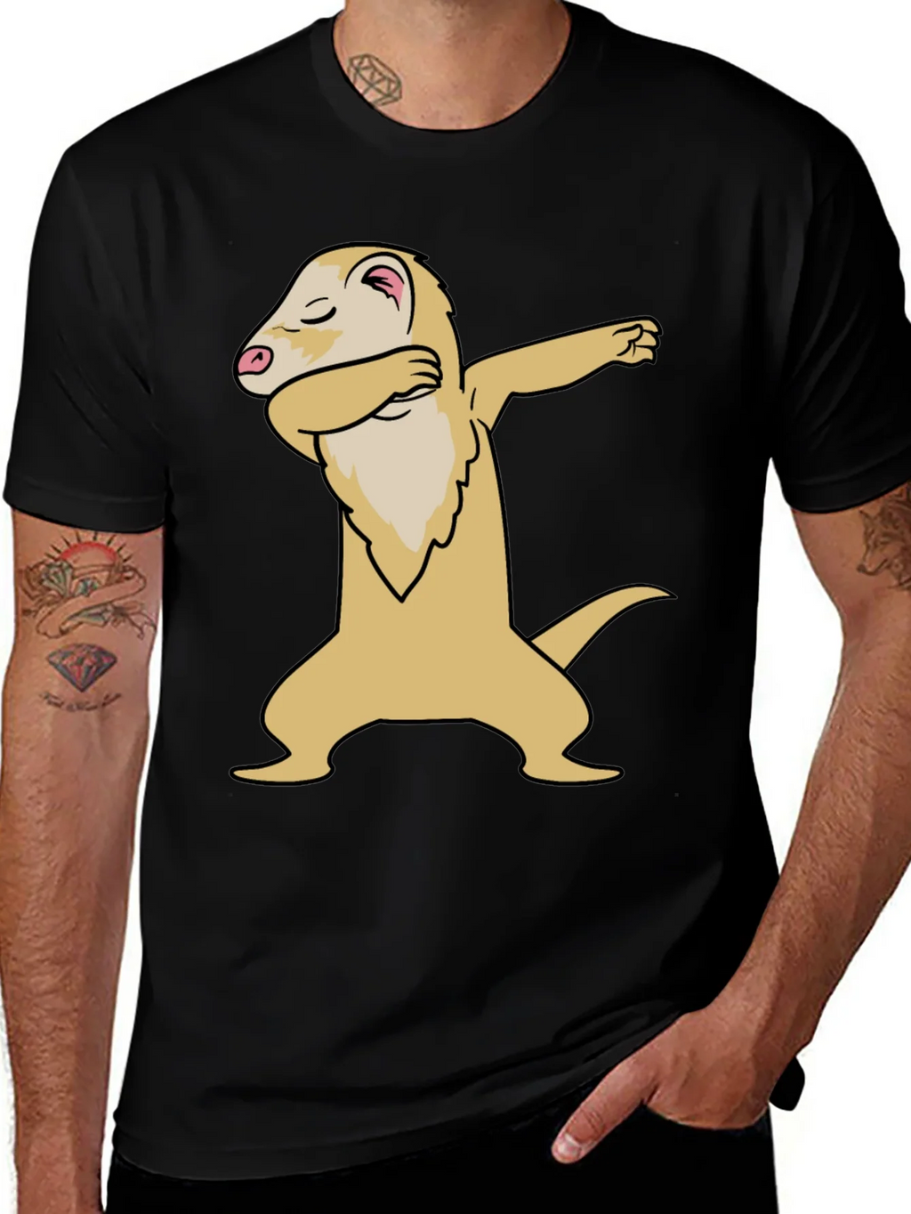 Dabbing Ferret Graphic T-Shirt - Cool Animal Tee product image 1