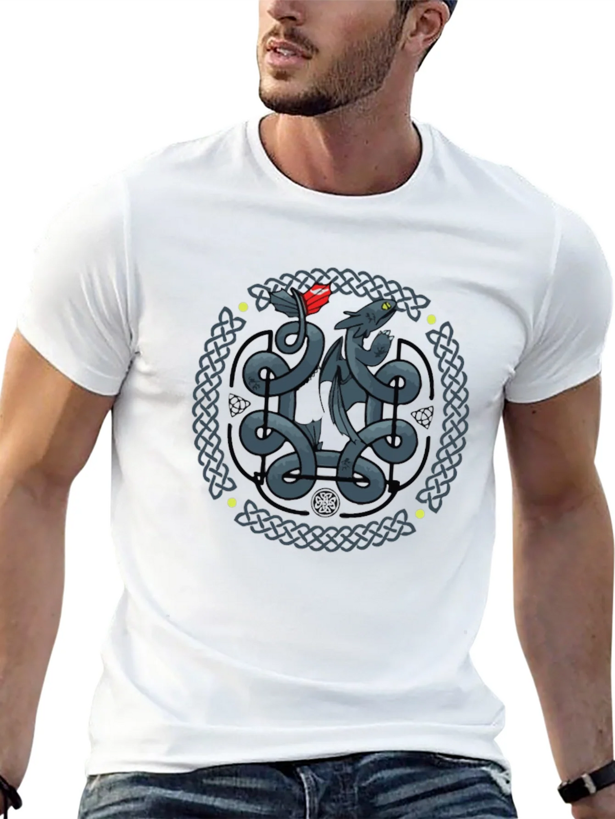Celtic Dragon Knot Graphic T-Shirt - Black product image 12