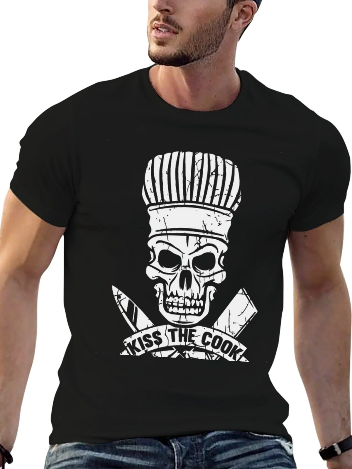 Kiss the Cook Skull Chef T-Shirt product image 6