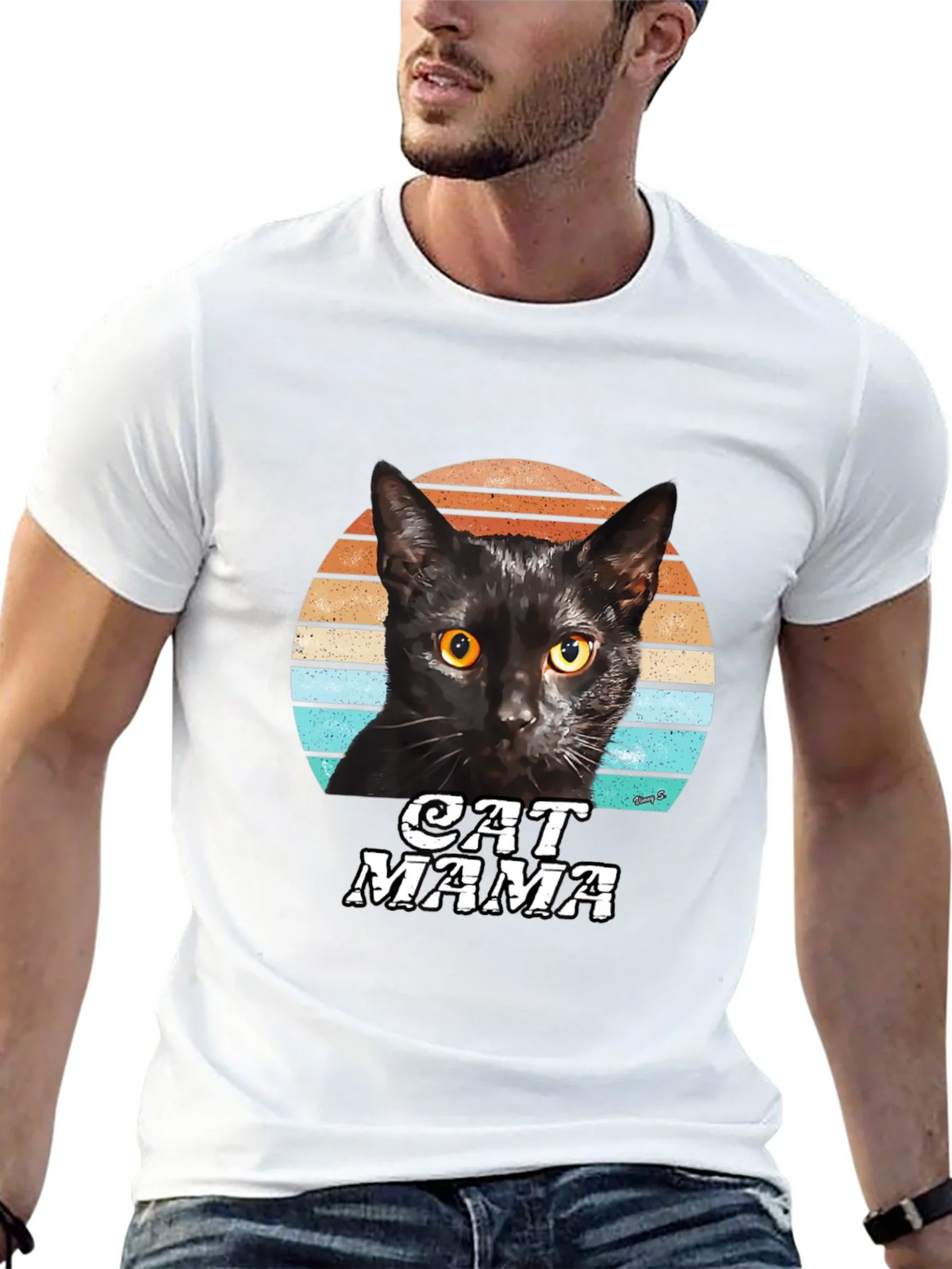 Cat Mama Graphic T-Shirt Black product image 4