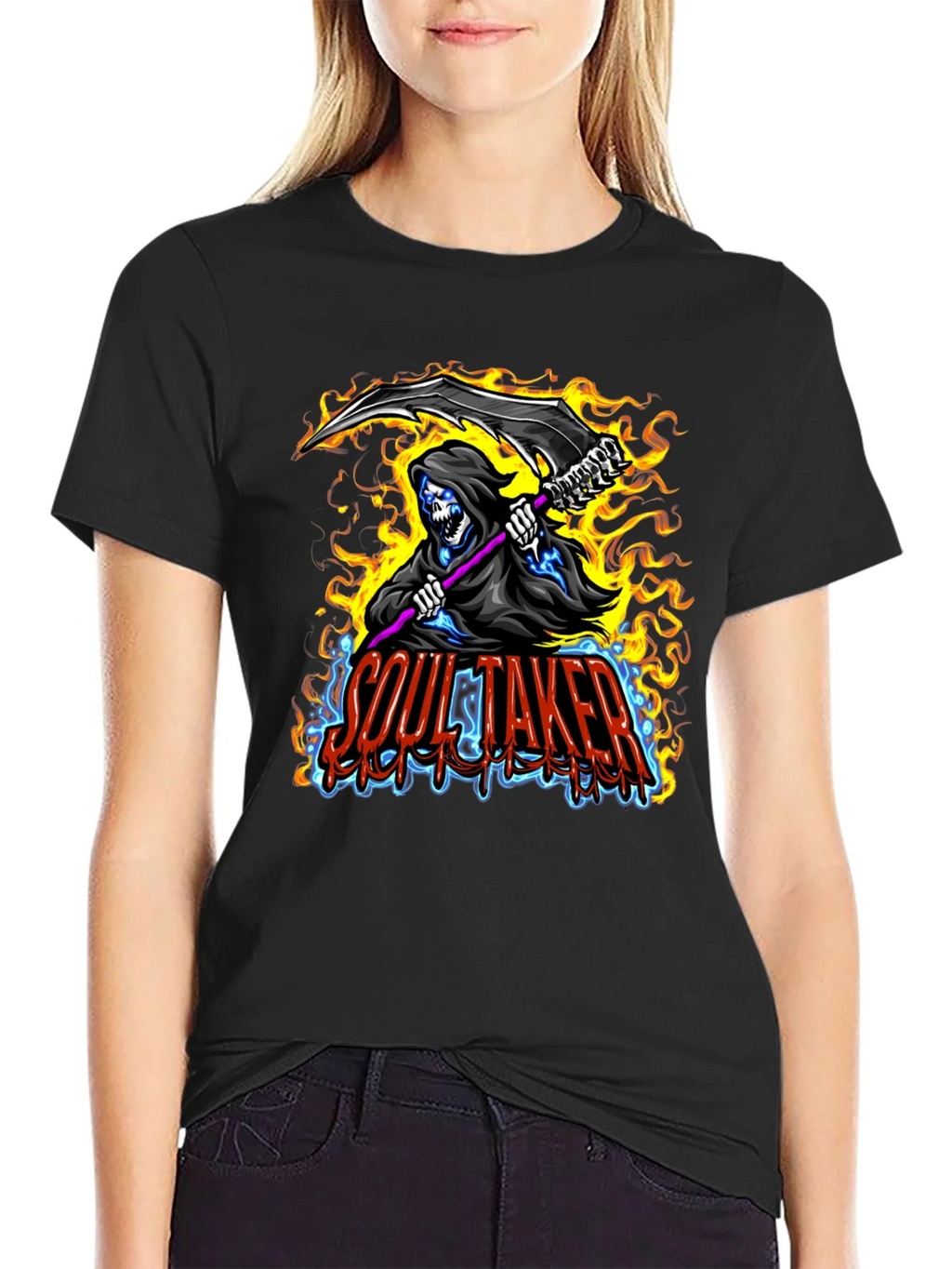 Soul Taker Graphic Print Black T-Shirt product image 2