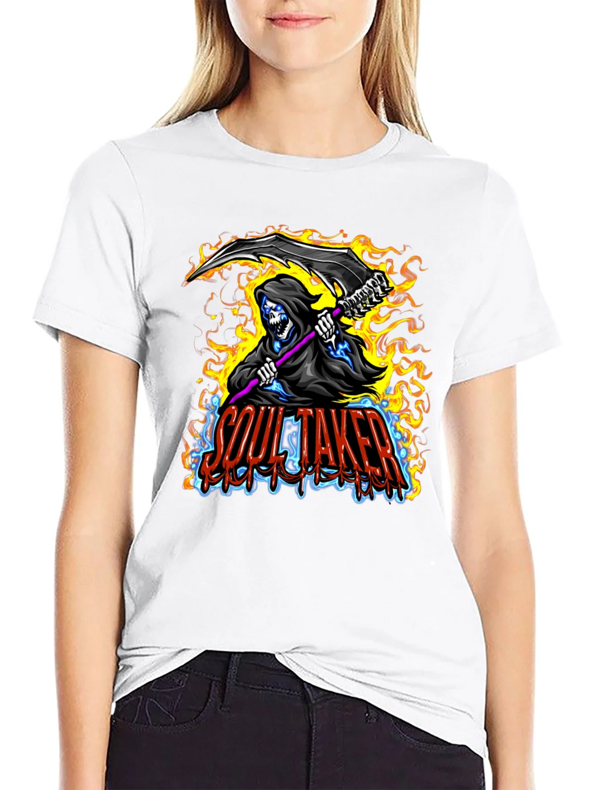 Soul Taker Graphic Print Black T-Shirt product image 8