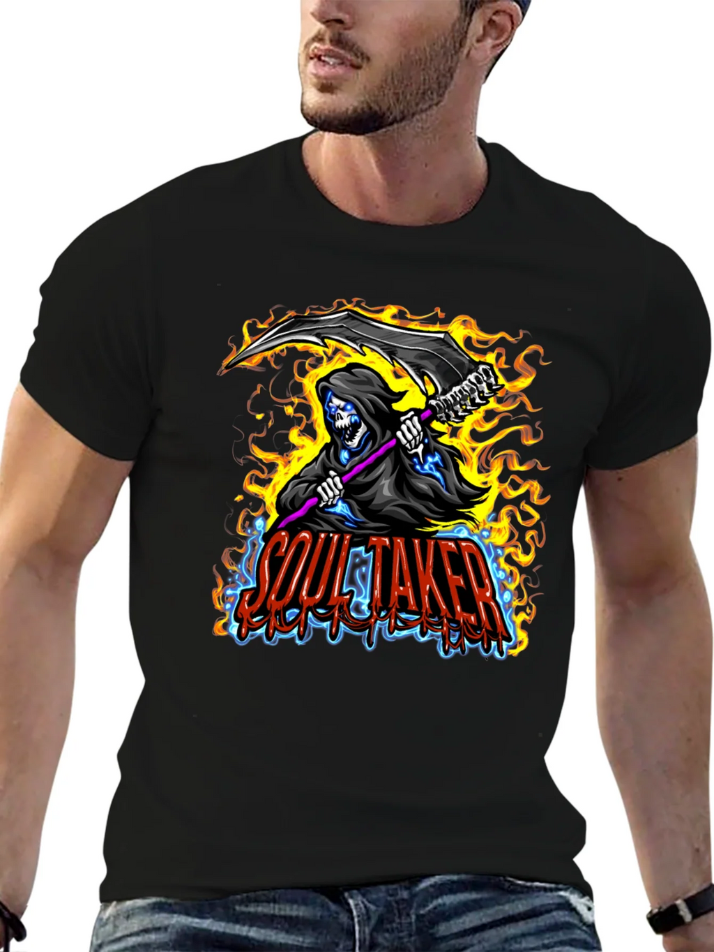 Soul Taker Graphic Print Black T-Shirt product image 6