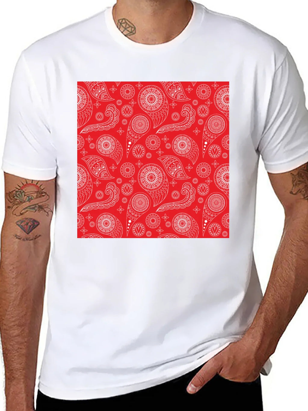 Red Bandana Pattern Tee - Classic Style product image 2