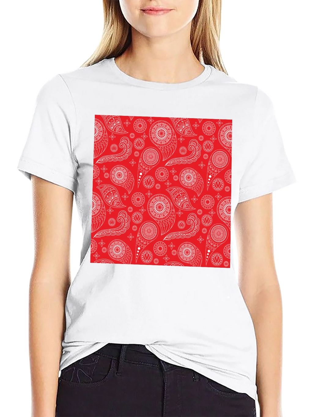 Red Bandana Pattern Tee - Classic Style product image 3