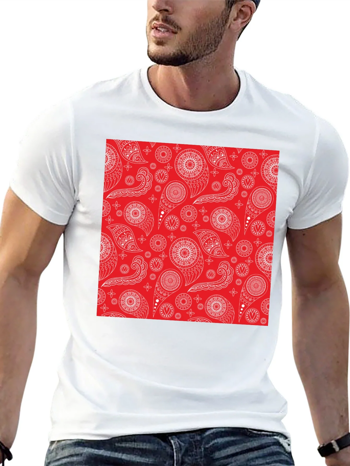 Red Bandana Pattern Tee - Classic Style product image 5