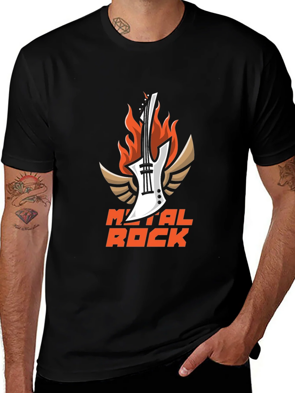 Metal Rock Guitar T-Shirt - Black product image 1