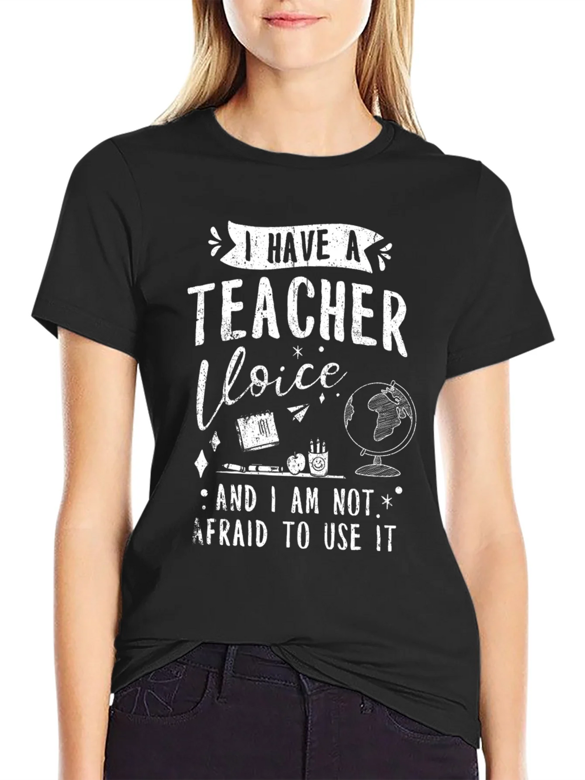 I Have A Teacher Voice Black Graphic Tee product image 2