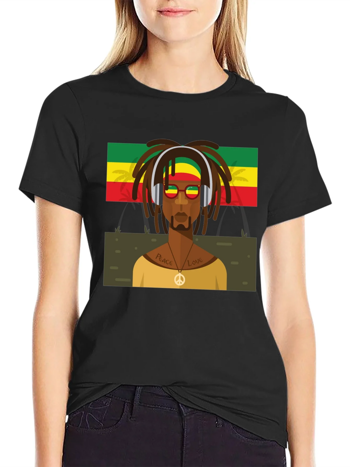 Rasta Man Graphic Tee - Peace & Love Vibes product image 2