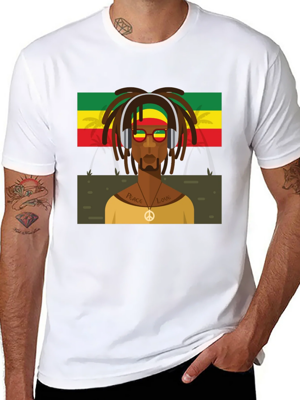 Rasta Man Graphic Tee - Peace & Love Vibes product image 7