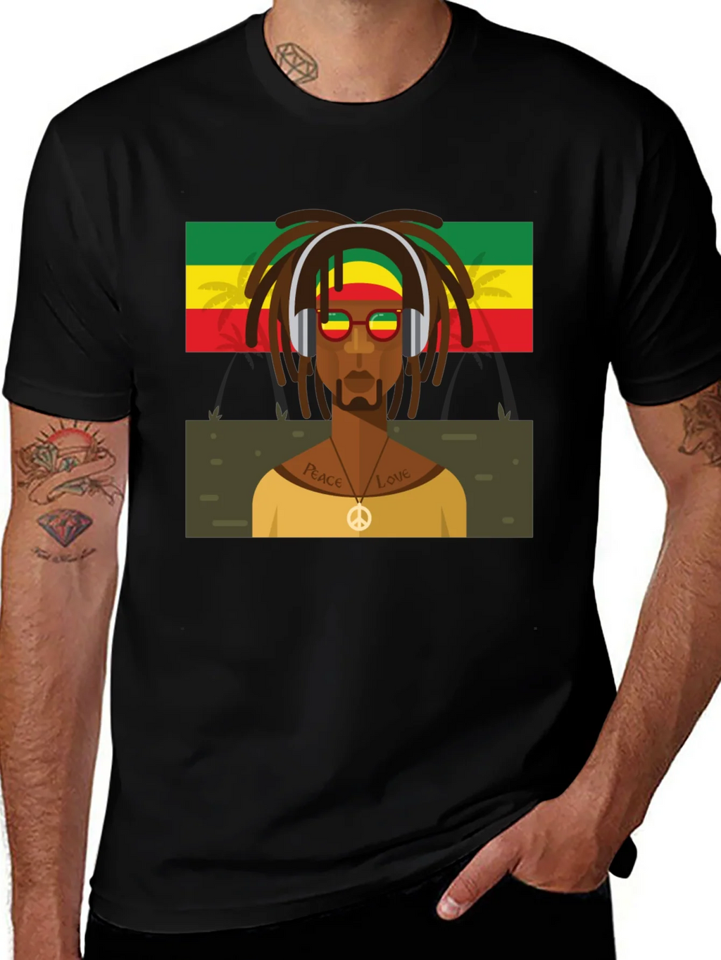 Rasta Man Graphic Tee - Peace & Love Vibes product image 1