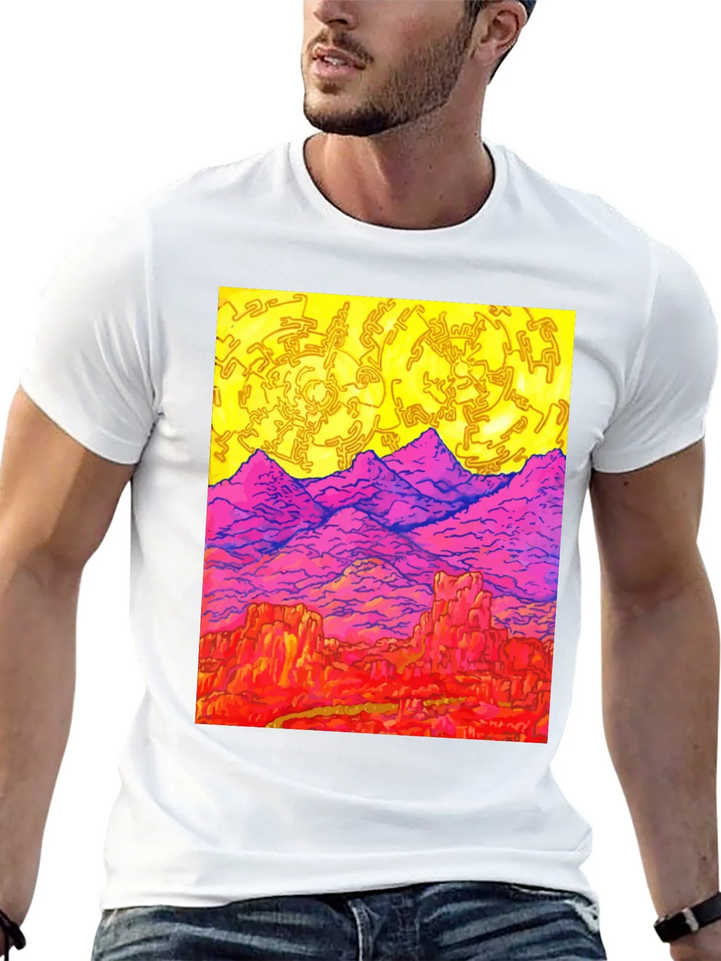 Vibrant Desert Landscape Graphic Tee - Black product image 12