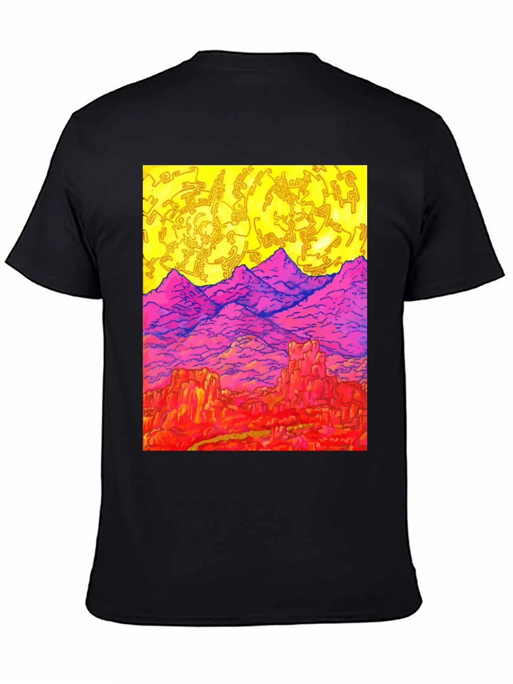 Vibrant Desert Landscape Graphic Tee - Black product image 4