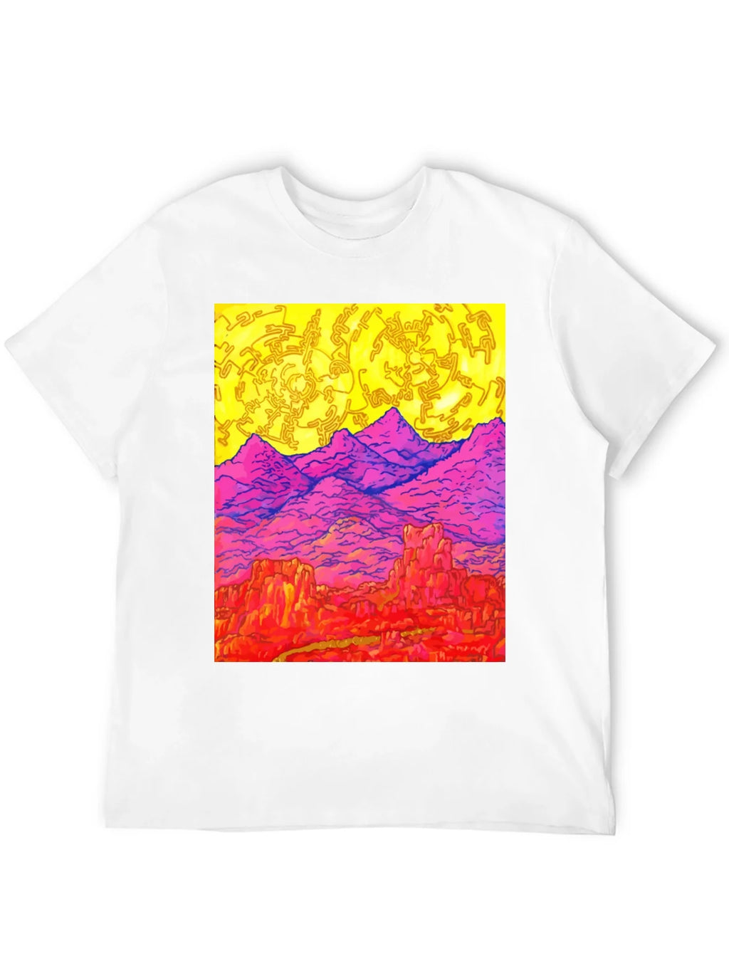 Vibrant Desert Landscape Graphic Tee - Black product image 11