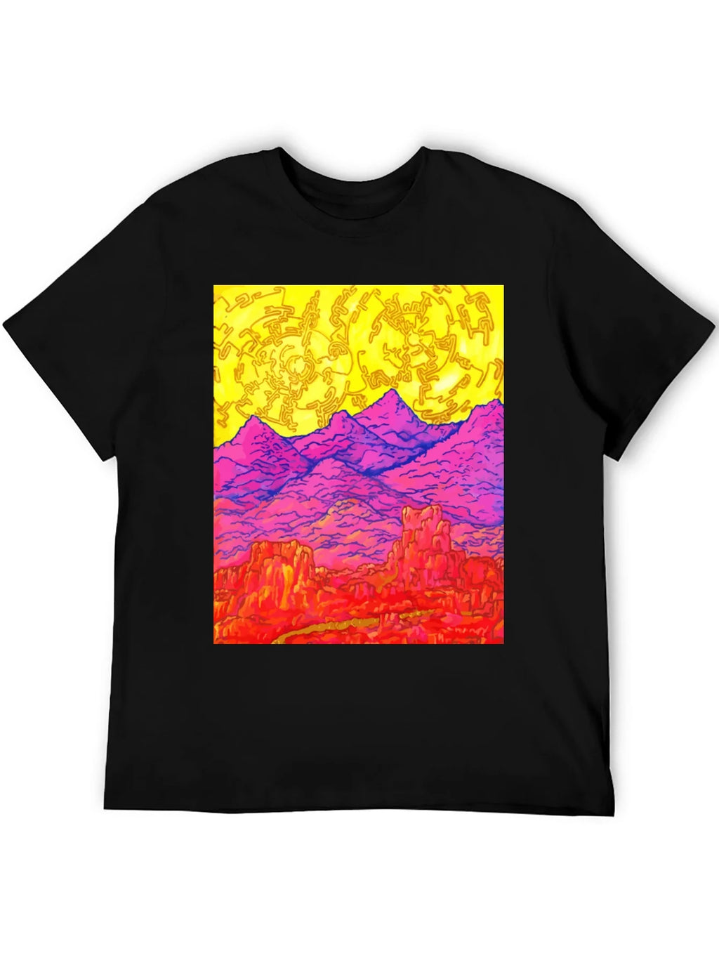Vibrant Desert Landscape Graphic Tee - Black product image 5