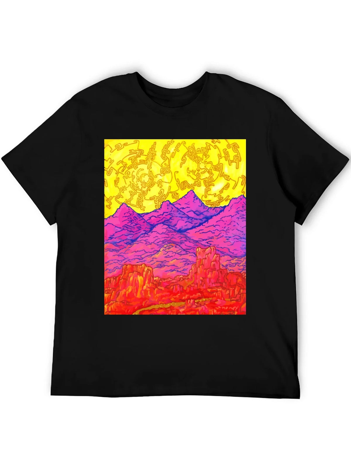 Vibrant Desert Landscape Graphic Tee - Black product image 5