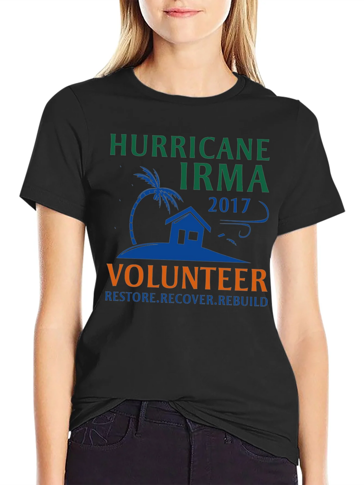Hurricane Irma Volunteer T-Shirt: Restore Recover Rebuild product image 2