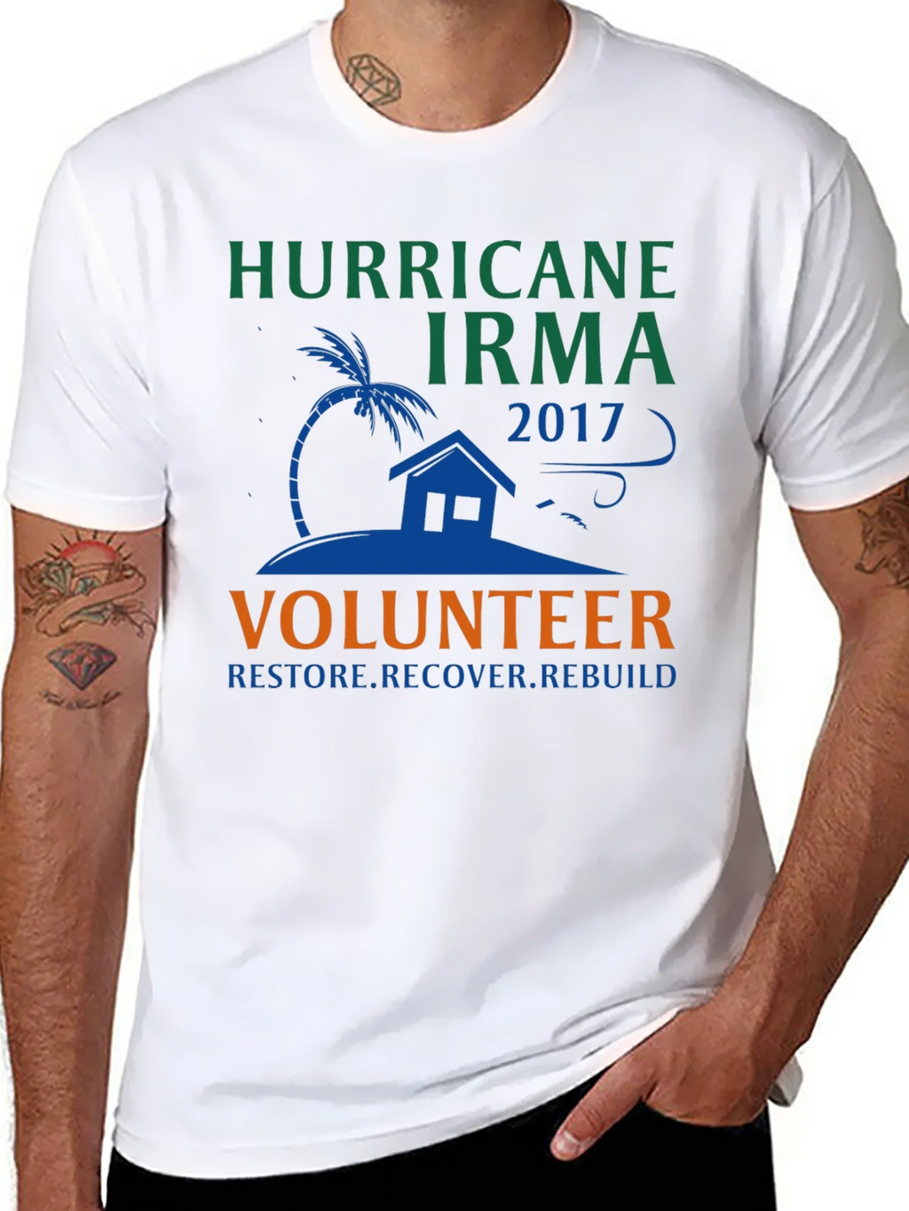 Hurricane Irma Volunteer T-Shirt: Restore Recover Rebuild product image 7
