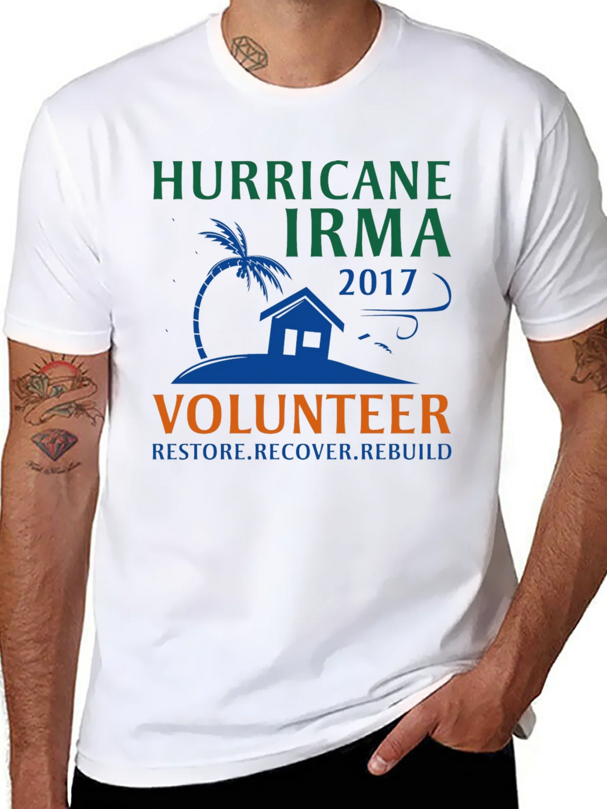 Hurricane Irma Volunteer T-Shirt: Restore Recover Rebuild product image 7