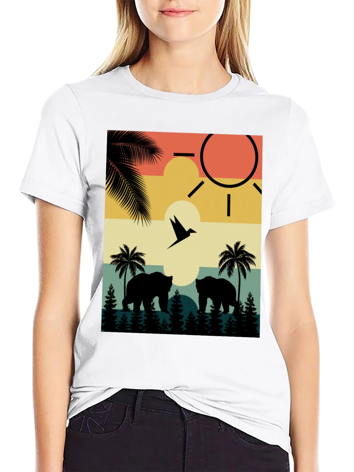 Sunset Bear Silhouette Graphic Tee product image 6