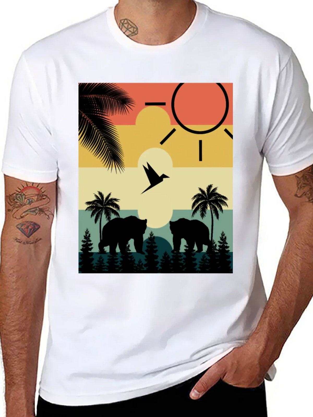 Sunset Bear Silhouette Graphic Tee product image 5
