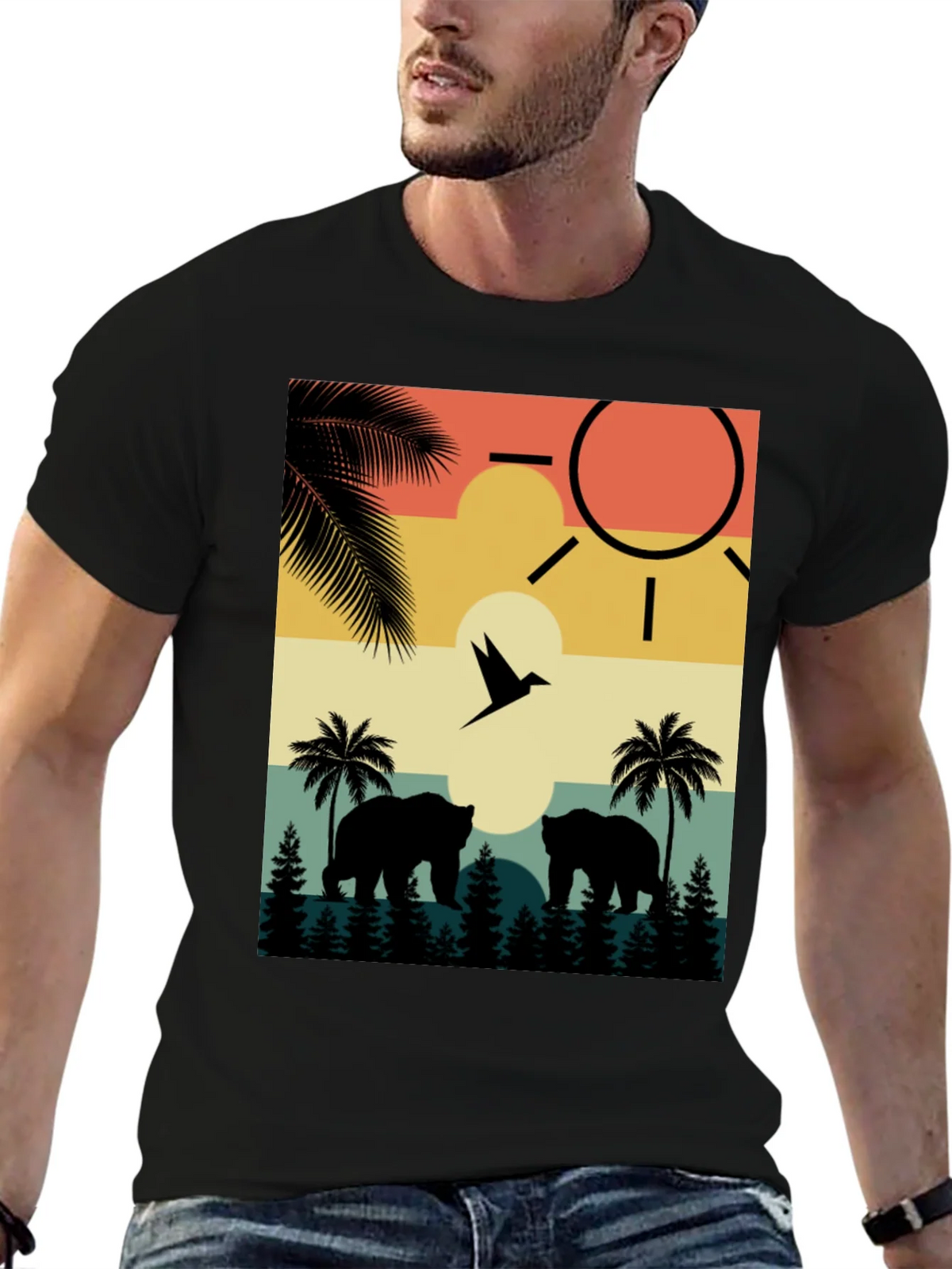 Sunset Bear Silhouette Graphic Tee product image 4