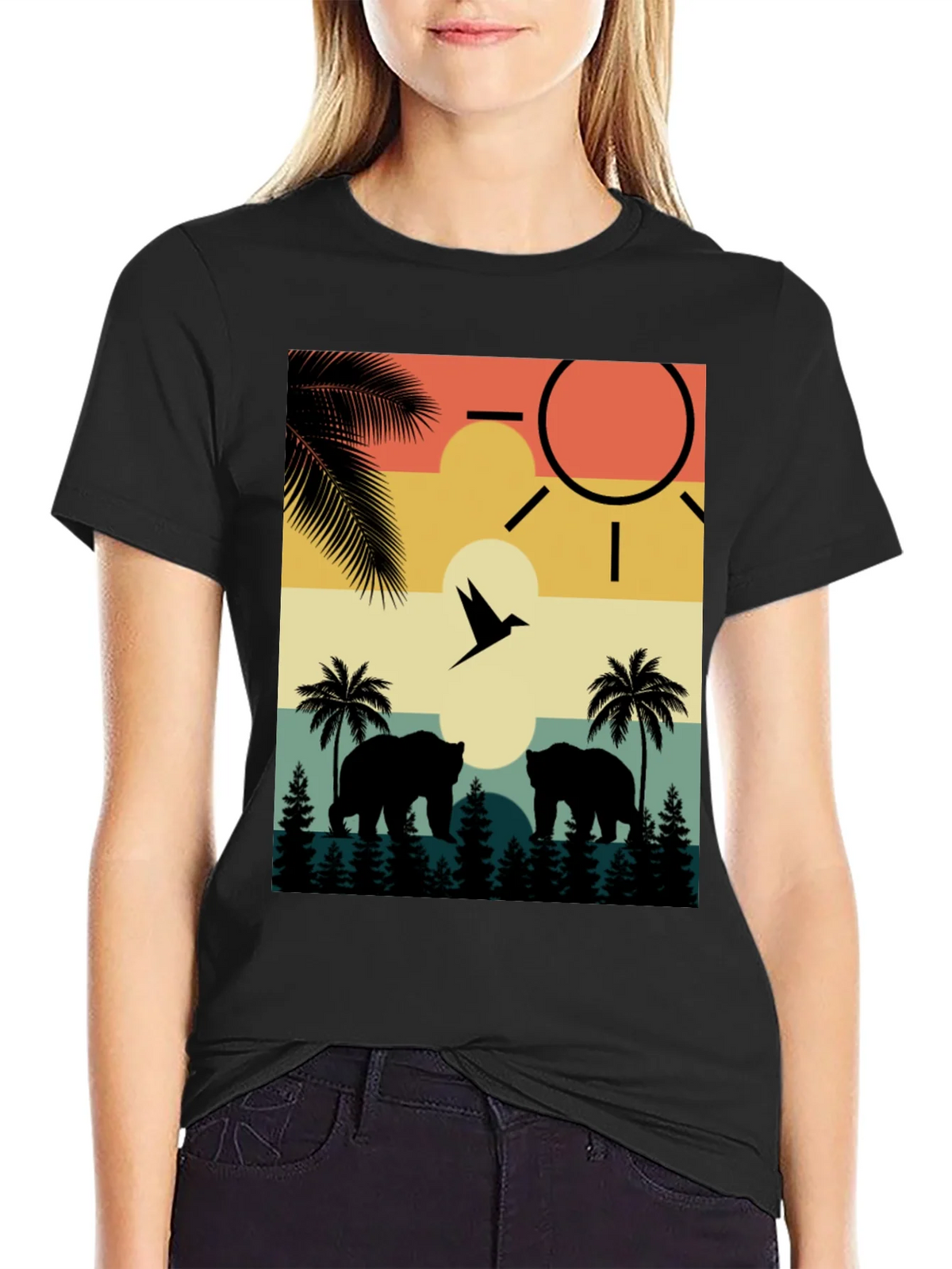 Sunset Bear Silhouette Graphic Tee product image 2