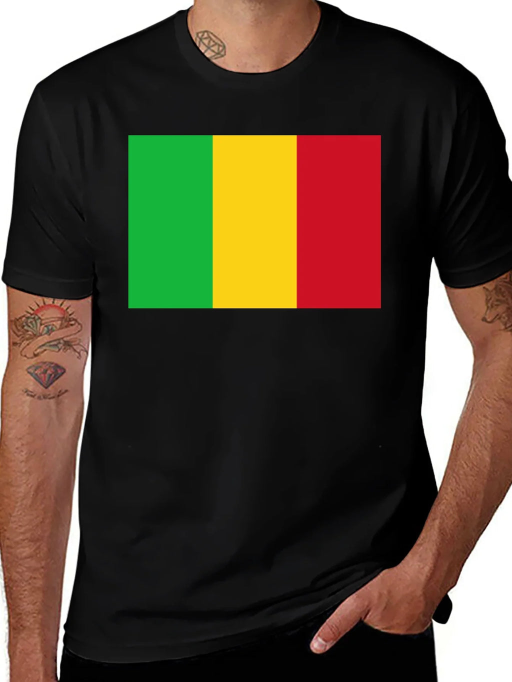 Mali Flag T-Shirt - Black Cotton Tee product image 1