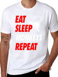 Eat Sleep Monkeys Repeat Funny T-Shirt product image 1