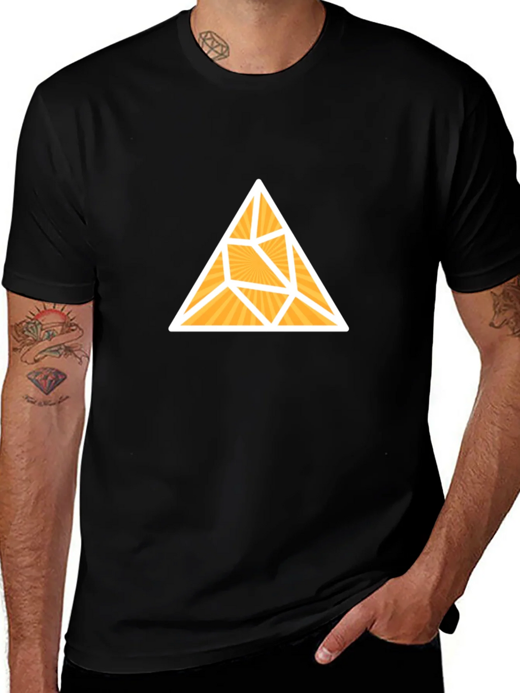 Geometric Triangle Graphic Tee - Stylish Black T-Shirt product image 1