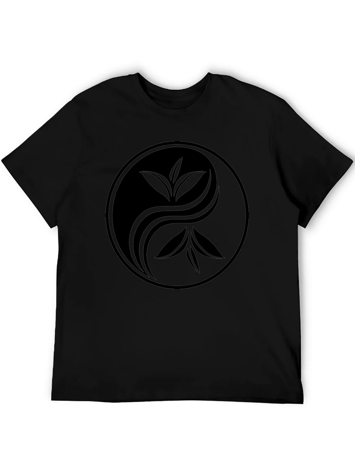 Yin Yang Tea Leaf Graphic Tee - Soft Black Cotton product image 5