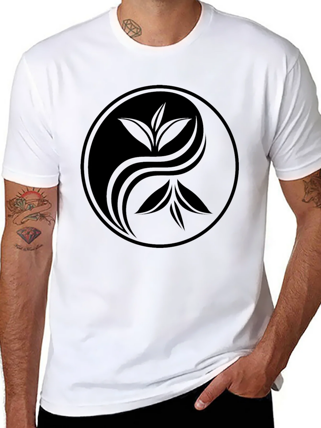 Yin Yang Tea Leaf Graphic Tee - Soft Black Cotton product image 7