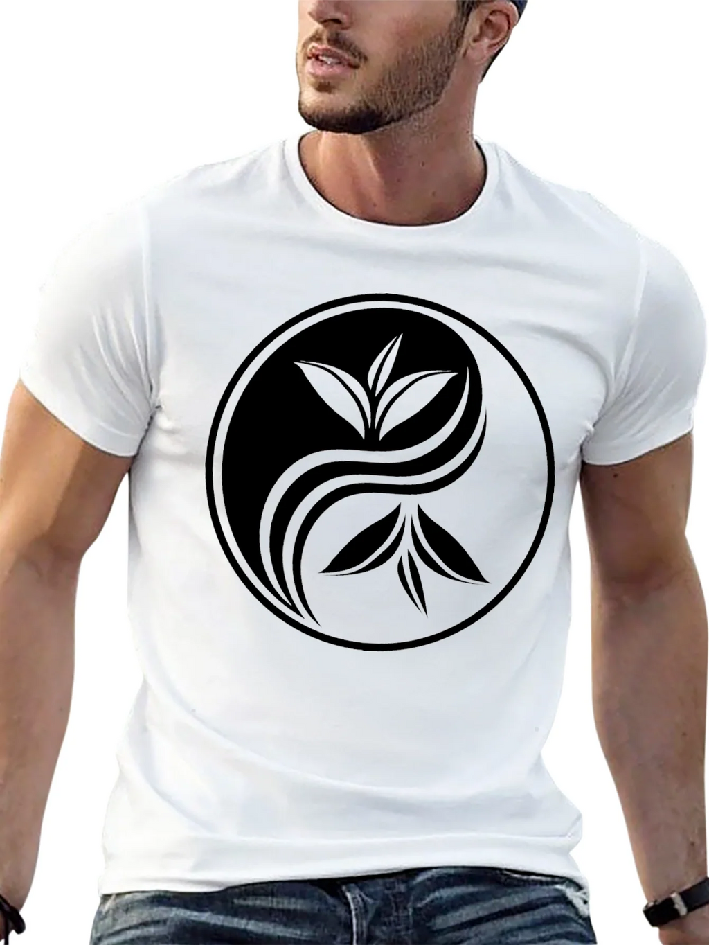 Yin Yang Tea Leaf Graphic Tee - Soft Black Cotton product image 11