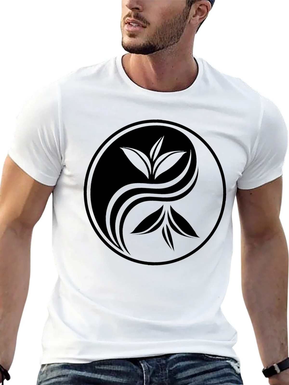Yin Yang Tea Leaf Graphic Tee - Soft Black Cotton product image 11