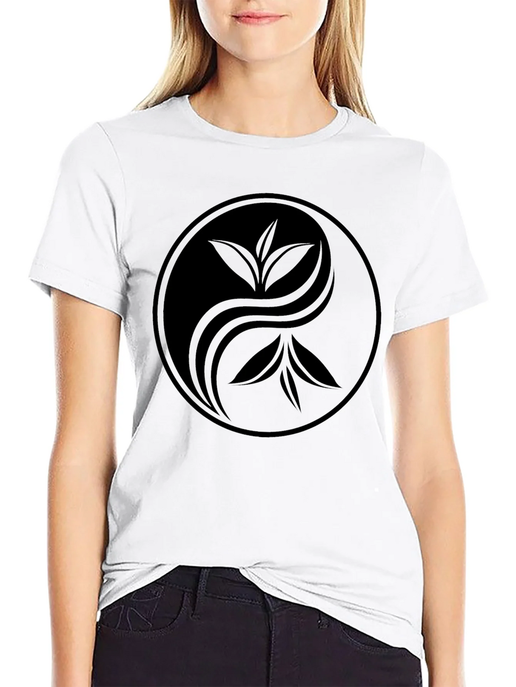Yin Yang Tea Leaf Graphic Tee - Soft Black Cotton product image 8