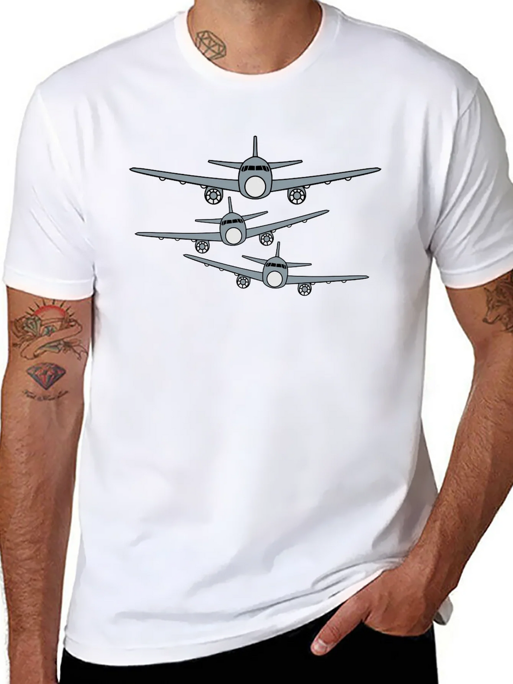 Vintage Airplane Formation T-Shirt - Black product image 3